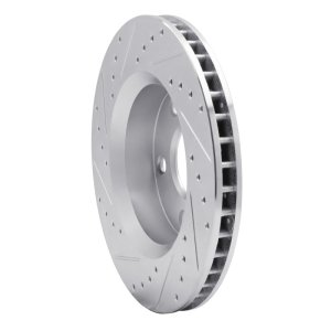 Jeep Wrangler Brake Rotor (1) - Front Right - R1 Concepts - Drilled & Slotted - Silver - `07-`18